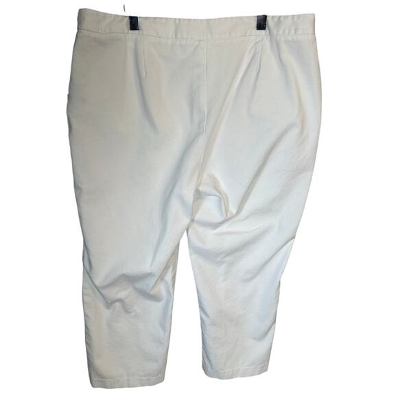 J McLaughlin Sz 14 White Quilted Texture Cropped Pants Stretch Cotton Minimalist - Picture 2 of 11